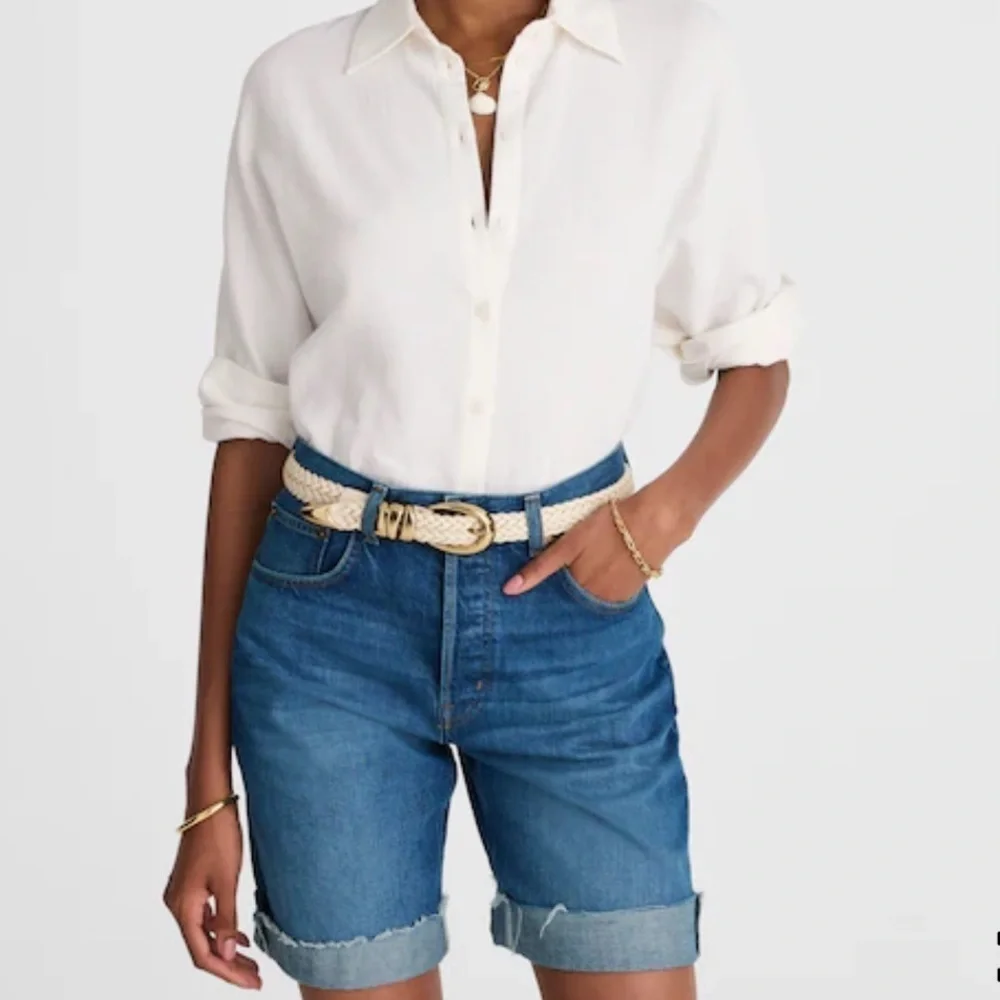 Madewell mifflin wash Long Baggy Cuffed Jean Shorts in Mifflin Wash